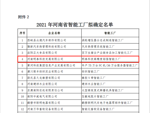 2021年河南省智能车间智能工厂拟认定名单公示，爱游戏科技榜上有名