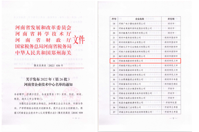 2022年（第26批）河南省企业技术中心名单发布，爱游戏铝业全资子公司名列其中！
